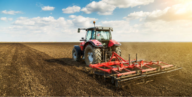 combine driving in field