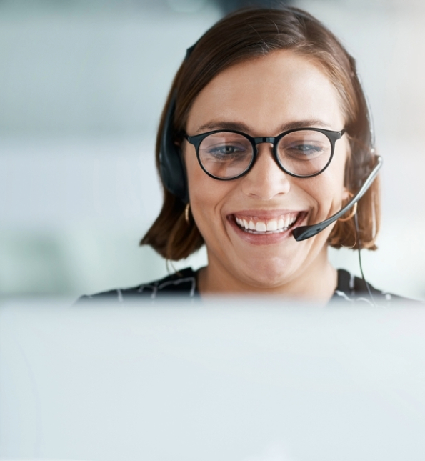 customer service representative wearing headset